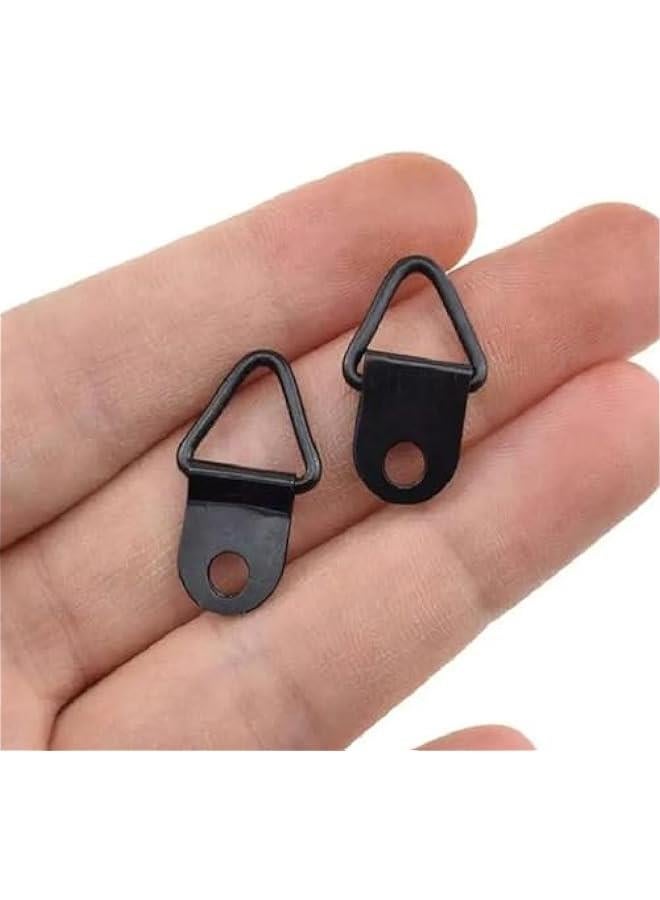 50 Sets Metal Picture Hangers with Screws, Small Triangle Ring Picture Hooks Kit for Hanging Plated Photo Frame Wire Wall Decor Art (Black), ZAA240109 - Image 2