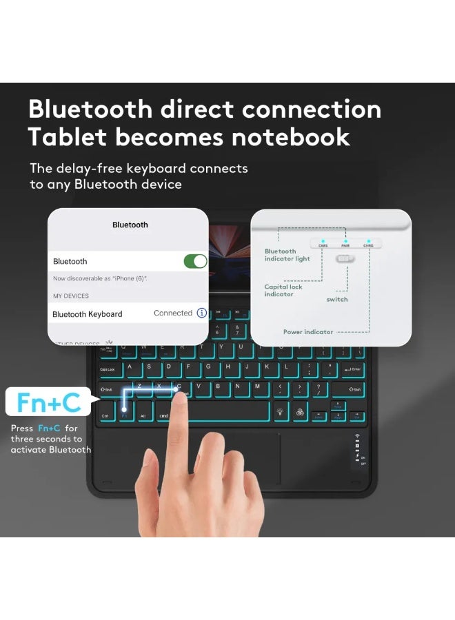 Touch Case with Keyboard for Xiaomi Pad 7 Xiaomi Pad 7 Pro 11.2" 2024 Arabic and English Multi-Touch Trackpad Detachable Wireless Pen Holder Tablet Keyboard Case for Xiaomi Mi Pad 7/7 Pro Black - Image 2