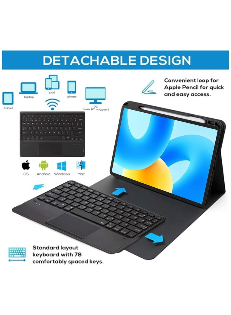 Touch Case with Keyboard for Xiaomi Pad 7 Xiaomi Pad 7 Pro 11.2" 2024 Arabic and English Multi-Touch Trackpad Detachable Wireless Pen Holder Tablet Keyboard Case for Xiaomi Mi Pad 7/7 Pro Black - Image 3