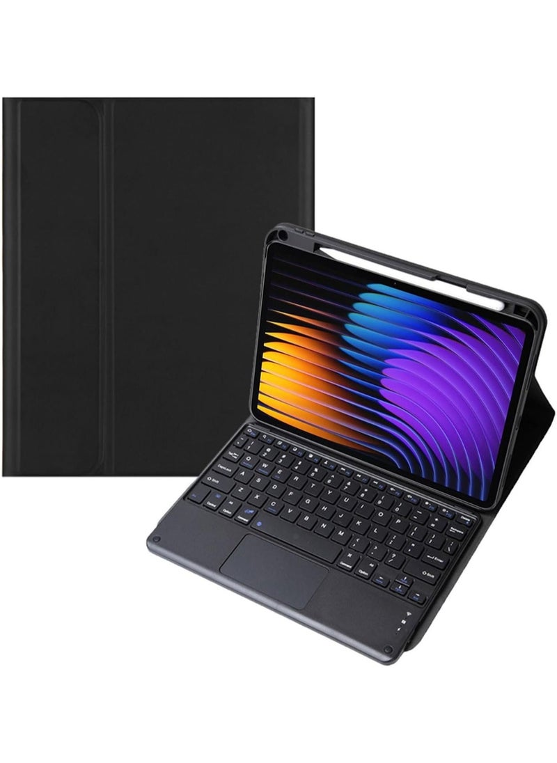 Generic - Touch Case with Keyboard for Xiaomi Pad 7 Xiaomi Pad 7 Pro 11.2" 2024 Arabic and English Multi-Touch Trackpad Detachable Wireless Pen Holder Tablet Keyboard Case for Xiaomi Mi Pad 7/7 Pro Black - Image 1