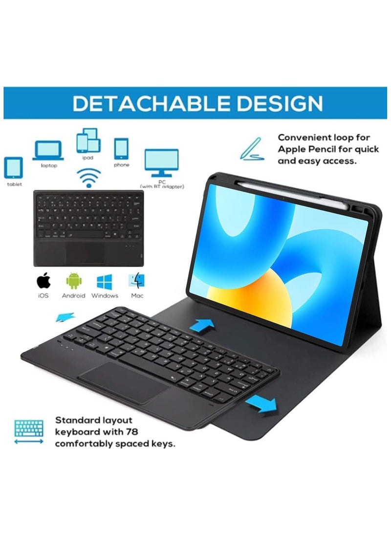 Generic - Touch Case with Keyboard for Xiaomi Pad 7 Xiaomi Pad 7 Pro 11.2" 2024 Arabic and English Multi-Touch Trackpad Detachable Wireless Pen Holder Tablet Keyboard Case for Xiaomi Mi Pad 7/7 Pro Black - Image 1
