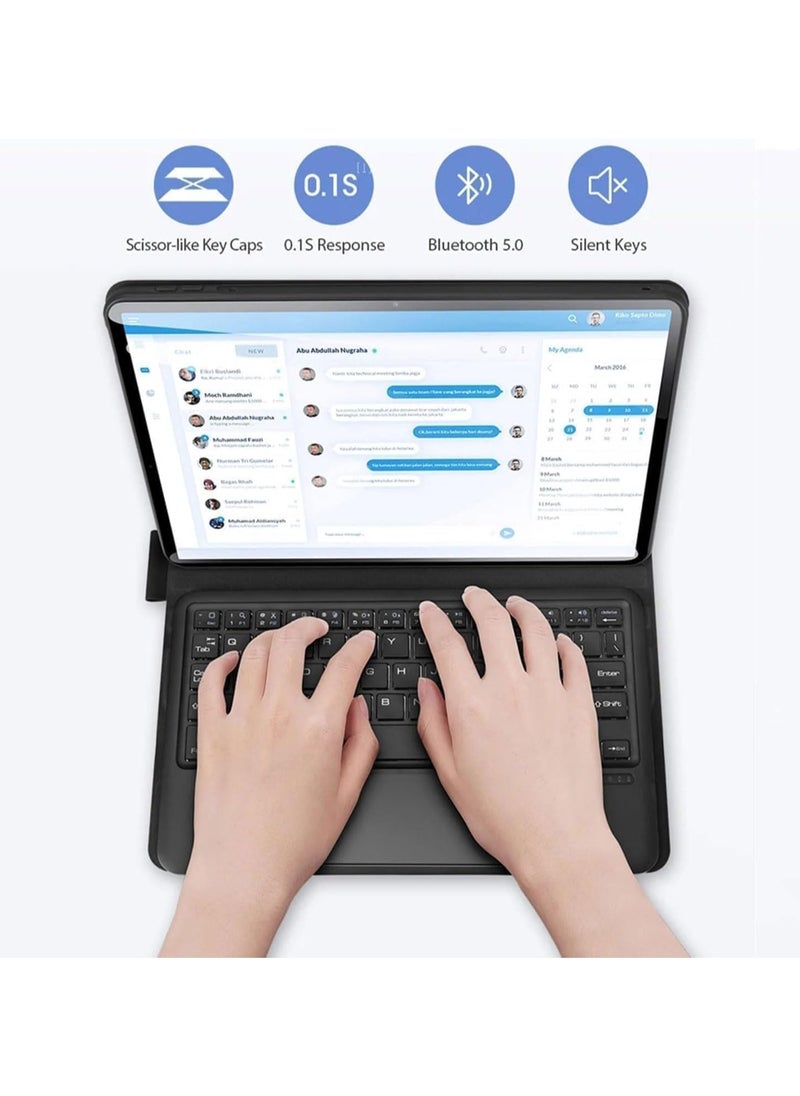 Generic - Touch Case with Keyboard for Xiaomi Pad 7 Xiaomi Pad 7 Pro 11.2" 2024 Arabic and English Multi-Touch Trackpad Detachable Wireless Pen Holder Tablet Keyboard Case for Xiaomi Mi Pad 7/7 Pro Black - Image 1