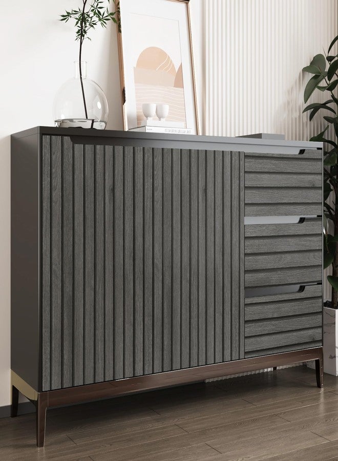 STICKEEP Grey Wood Panel Wallpaper Peel and Stick Wood Slat Wallpaper for Bedroom Living Room Accent Wall Waterproof Faux Stripe Wooden Grain Contact Paper for Kitchen Cabinets Covering 17.7"x315" - Image 5
