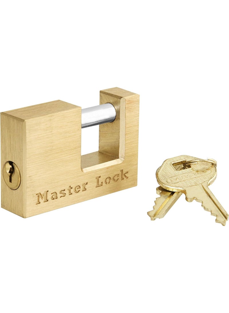 Master Lock Master Lock 605DAT Shackle 15/16" Length x 7/16" Inner Width, 2" Body Width, Solid Brass Coupler Lock, Gold, 1 Count  - Image 2