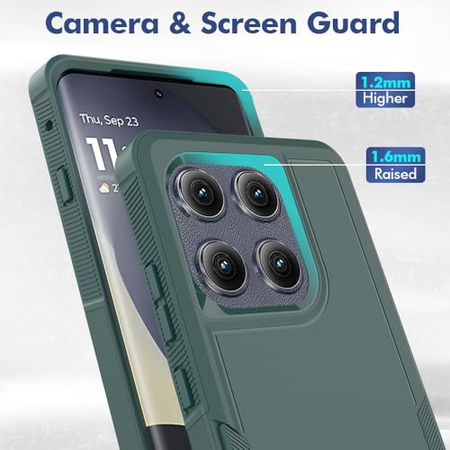 yuanming for Motorola Edge 2025 Case, [Military Grade Drop Tested] with Screen Protector, Dual Layer Protective Heavy Duty Cell Phone Cover Non-Slip Shockproof Case for Moto Edge 2025 (Dark Green) - Image 4