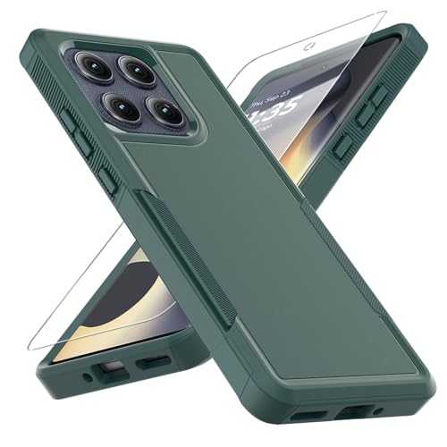 yuanming for Motorola Edge 2025 Case, [Military Grade Drop Tested] with Screen Protector, Dual Layer Protective Heavy Duty Cell Phone Cover Non-Slip Shockproof Case for Moto Edge 2025 (Dark Green) - Image 1