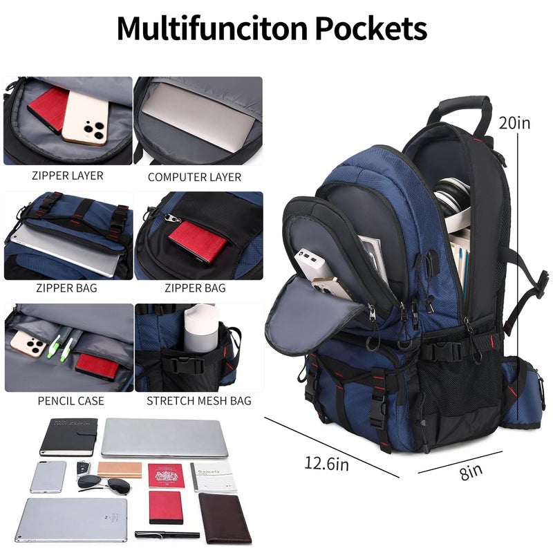 NerIion Nerlion 40L Hiking Backpack Travel Backpack for Men Women Camping Waterproof Outdoor Hiking Daypack Lightweight Backpack (Blue) - Image 3