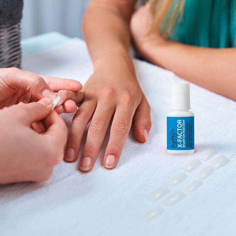 ForPro Professional Collection ForPro X-Factor Brush-On Nail Glue, Long-Lasting, Quick-Drying Nail Glue for Applying Artificial Nail Tips, 0.26 oz - Image 4