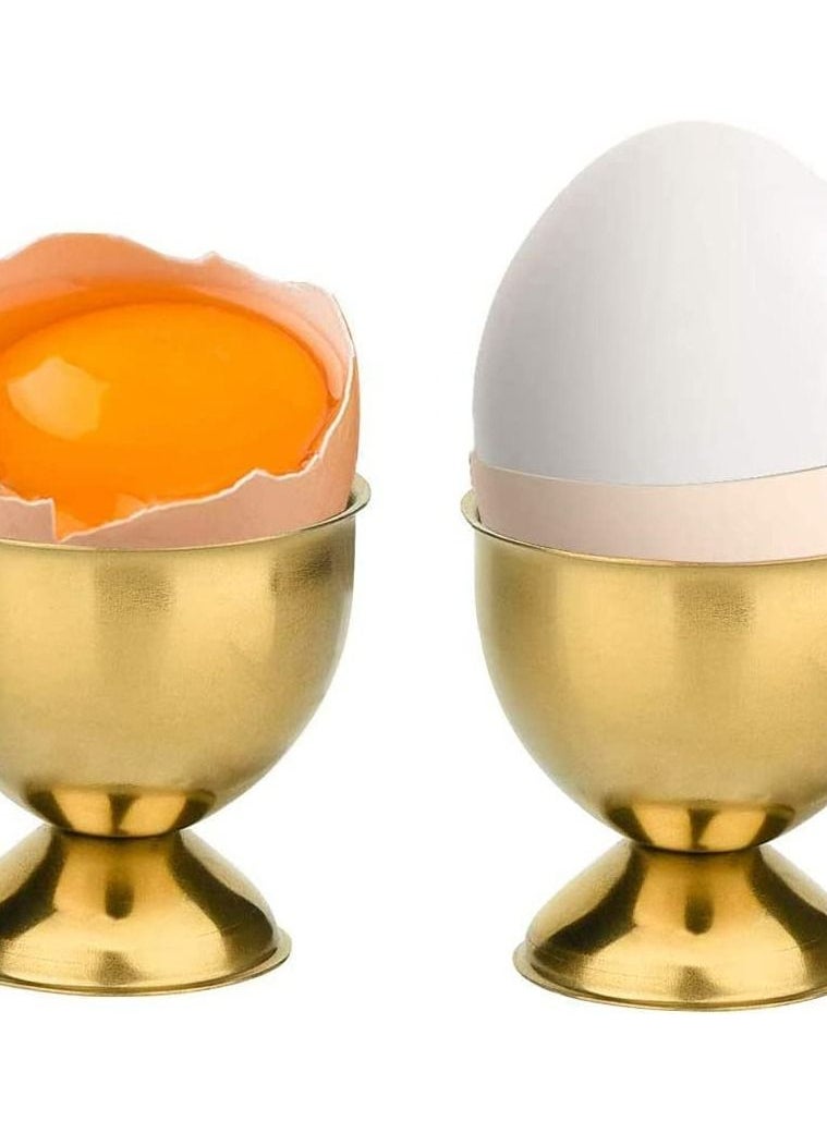SYOSI Stainless Steel Egg Holder, 4Pcs Gold Stands Egg Cups for Hard Boiled Eggs Tabletop Cups Breakfast, for Hard Boiled Eggs Golden Ice Cream Dessert Container Table Decor for Holiday Wedding Party  - Image 3