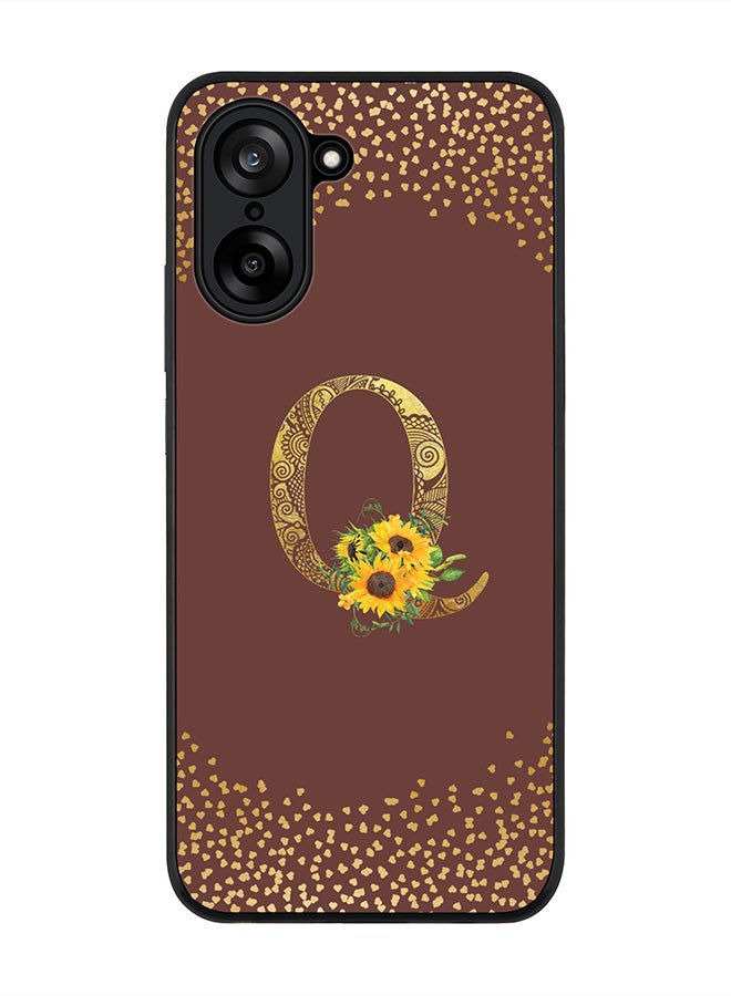 Stylizedd For OnePlus Nord CE5 / Ace 5 Racing Case,Slim fit Camera Protection, Shockproof Thin Phone cover  - Custom Floral Monogram - Q  (Brown )
