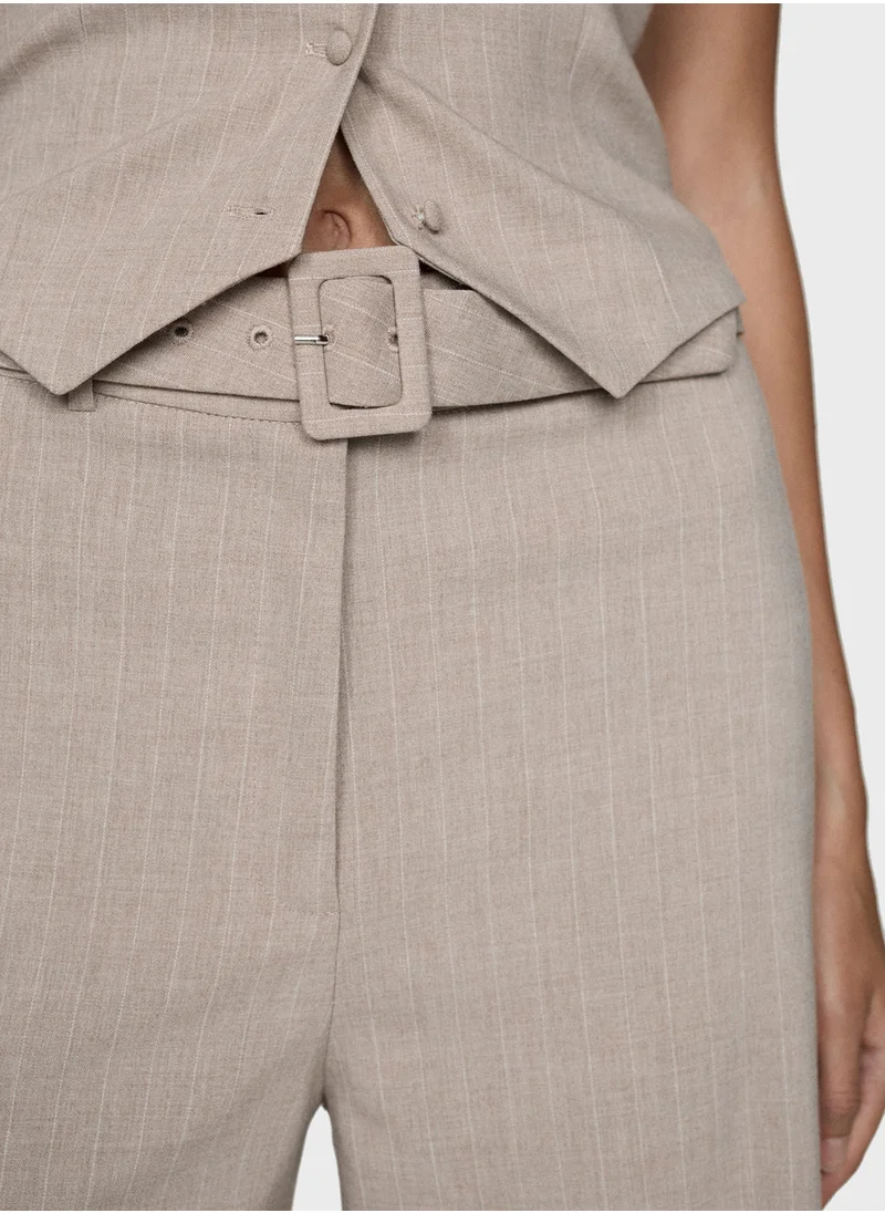 مانجو Chalk Stripe Straight Trousers