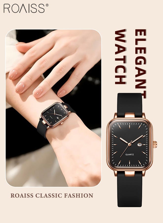 رويس ساعة كوارتز فاخرة خفيفة الوزن للنساء، شاشة تناظرية، قرص مستطيل، ساعة يد مضيئة مقاومة للماء، هدية للسيدات - Image 1