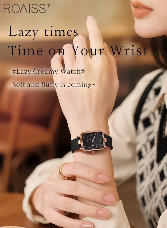 رويس ساعة كوارتز فاخرة خفيفة الوزن للنساء، شاشة تناظرية، قرص مستطيل، ساعة يد مضيئة مقاومة للماء، هدية للسيدات - Image 2