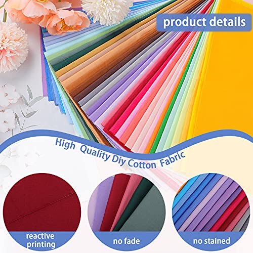 Macarrie 40 Piece Solid Color Fabric Bundles - 10 x 10 Inch Multi-Color Fabric Squares for Quilting, Patchwork, Sewing & Craft Projects - Image 3