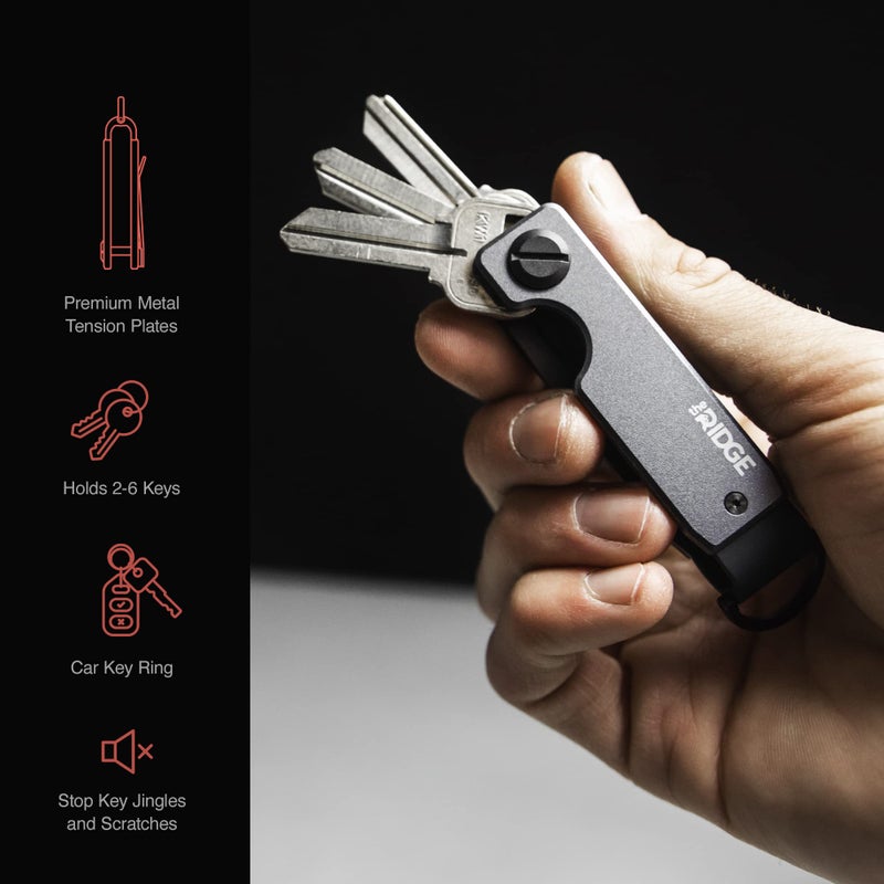 The Ridge The Ridge Key Organizer - Compact Metallic Key Holder | Minimalist Innovative Keyholder | Smart Keychain Secures 2-6 Keys (Aluminium Gunmetal)  - Image 3