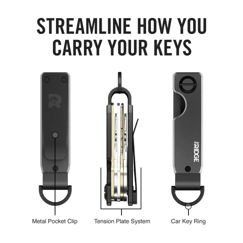 The Ridge The Ridge Key Organizer - Compact Metallic Key Holder | Minimalist Innovative Keyholder | Smart Keychain Secures 2-6 Keys (Aluminium Gunmetal)  - Image 2