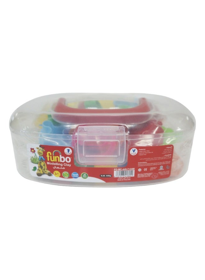 Funbo Modelling Clay, 440g, 7 Colours with Fronts, 8 PCS, Numeric Letters, 14 PCS and Tool - Image 1