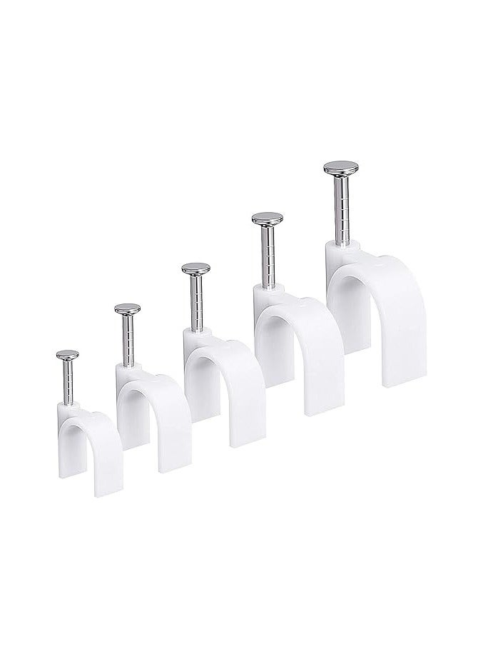 بروماس مشابك كابلات PROMASS، إدارة مشابك أسلاك الكابلات البيضاء بأظافر فولاذية 4 مم 6 مم 8 مم 10 مم 12 مم، مسامير سلك كابل مستديرة، 500 حزمة - Image 1