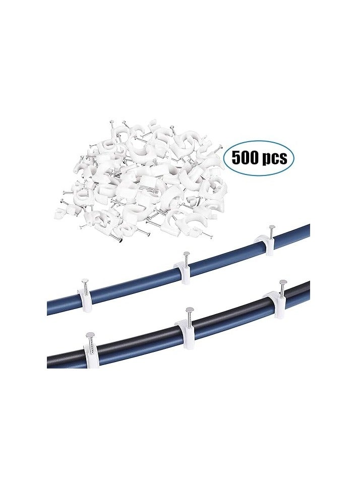 بروماس مشابك كابلات PROMASS، إدارة مشابك أسلاك الكابلات البيضاء بأظافر فولاذية 4 مم 6 مم 8 مم 10 مم 12 مم، مسامير سلك كابل مستديرة، 500 حزمة - Image 3