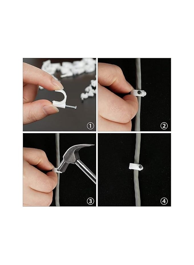 بروماس مشابك كابلات PROMASS، إدارة مشابك أسلاك الكابلات البيضاء بأظافر فولاذية 4 مم 6 مم 8 مم 10 مم 12 مم، مسامير سلك كابل مستديرة، 500 حزمة - Image 5