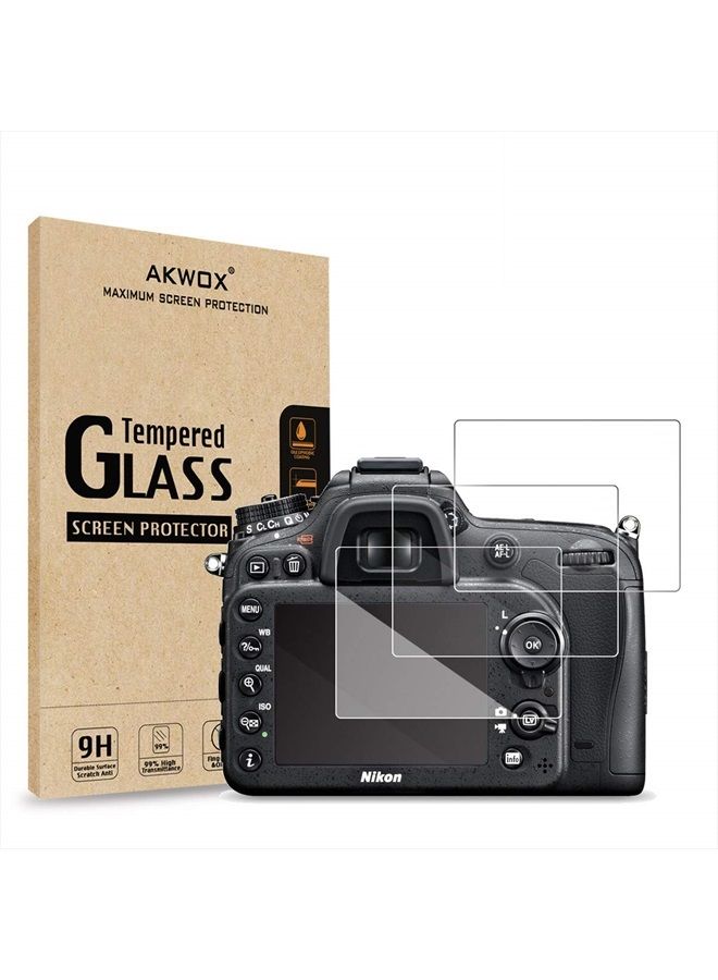 AKWOX (Pack of 3) Tempered Screen Protector for Nikon D7100 D7200 D800 D800e D810 D750 D600 D610 D500, Akwox [0.3mm 2.5D High Definition 9H] Optical LCD Premium Glass Protective Cover  - Image 1