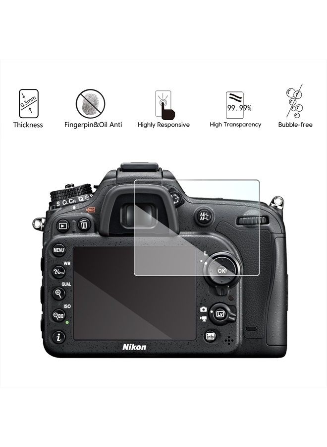 AKWOX (Pack of 3) Tempered Screen Protector for Nikon D7100 D7200 D800 D800e D810 D750 D600 D610 D500, Akwox [0.3mm 2.5D High Definition 9H] Optical LCD Premium Glass Protective Cover  - Image 2