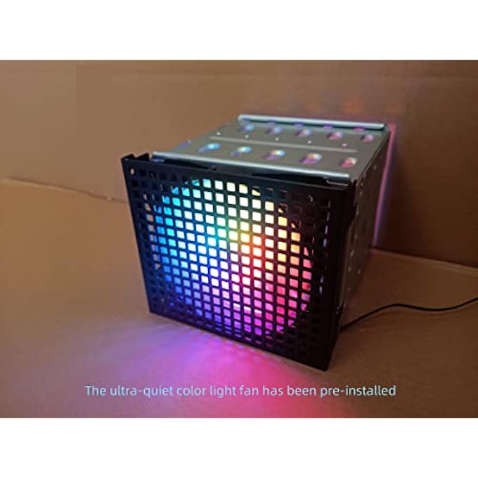 rayihni نسخة مطورة 5 حاوية تركيب قرص صلب 3.5 بوصة داخلية 5.25 بوصة إلى 5x 3.5 مجموعة تركيب HDD حاوية مخصصة لـ CHIA مع كابلات SATA وكابلات الطاقة (HDD غير مدرج) - Image 3