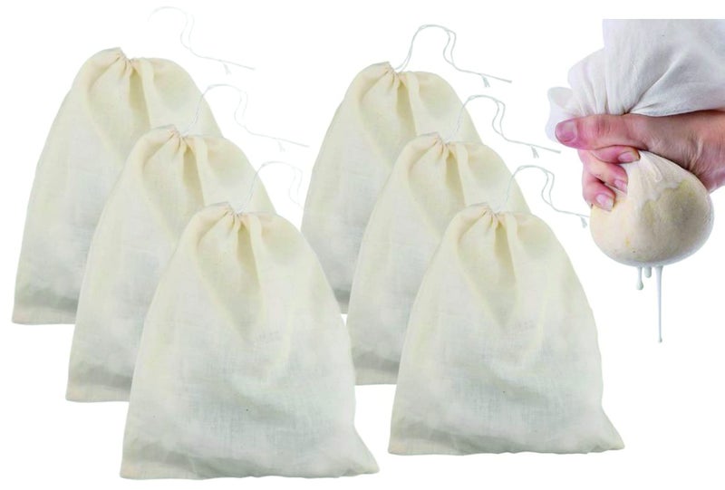 OREAYU 6 Pack 10"x7" Nut Milk Bags - 100% Unbleached Organic Cotton Cheesecloth, Reusable Food Strainer Colander for Straining Almond/Oat Milk, Celery Juice, Cold Brew Coffee, Yogurt and Cheese Making - Image 1