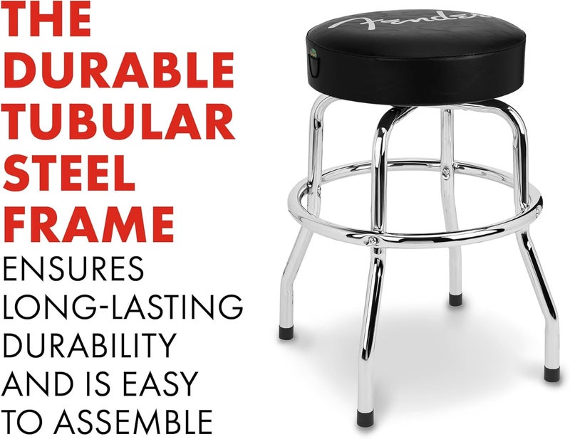 FENDER Fender Spaghetti Logo Swivel Barstool with Guitar Picks Pouch Great Gifts for Dad with 1 Year Limited Warranty Simple Assembly BlackBlack 24 - Image 5