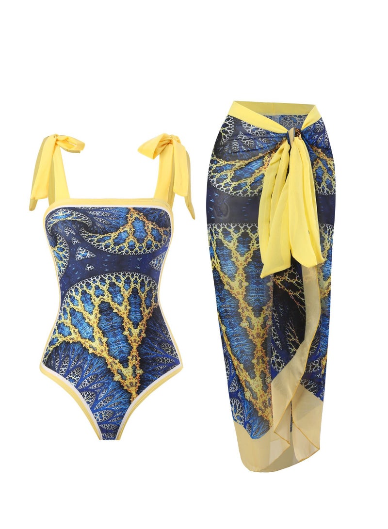 Y&D 2-Piece Women Swimsuit with Skirt Holiday Beach Dress Female Retro Swimwear Vintage Surf Wear Summer - Image 1