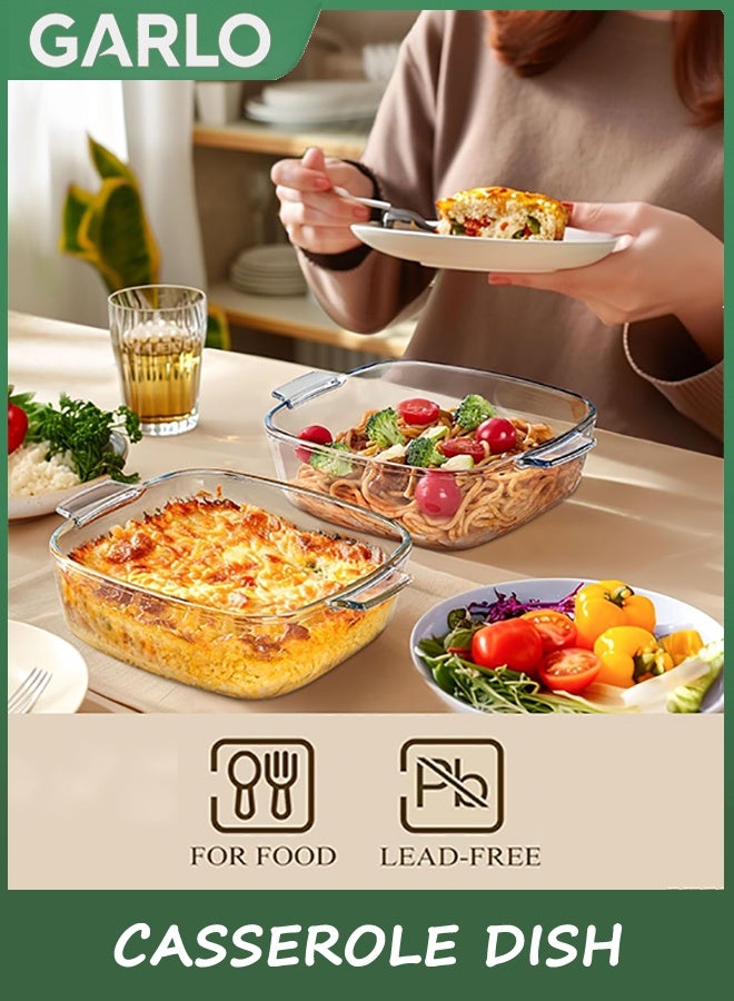 جارلو طبق القناة مع الغطاء ، أدوات الطبخ الزجاجية القناة ، أطباق القناة المربعة 22 سم ، وعاء صغير زجاجي مع الغطاء ، أطباق الخبز ، خدمة الأطباق الحاوية الغذائية للطبخ ، الفرن والميكروويف آمن (1.2 لتر) - Image 5