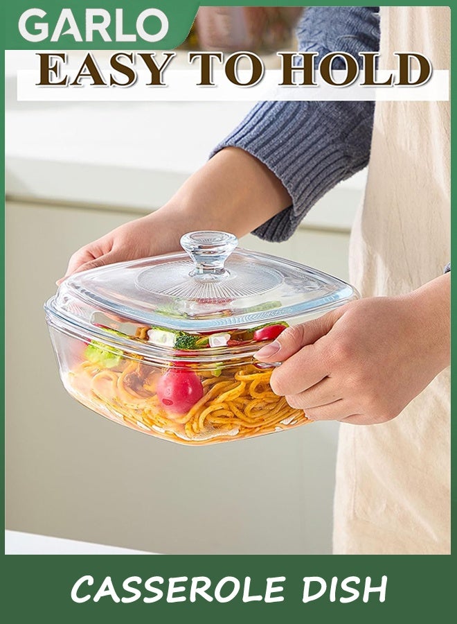 جارلو طبق القناة مع الغطاء ، أدوات الطبخ الزجاجية القناة ، أطباق القناة المربعة 22 سم ، وعاء صغير زجاجي مع الغطاء ، أطباق الخبز ، خدمة الأطباق الحاوية الغذائية للطبخ ، الفرن والميكروويف آمن (1.2 لتر) - Image 2