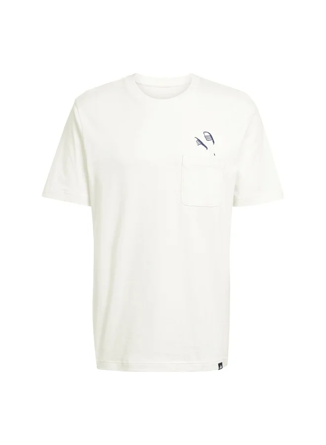adidas Adidas M L Slide Pkt T White Graphic Tee (Short Sleeve) T-Shirts For Men