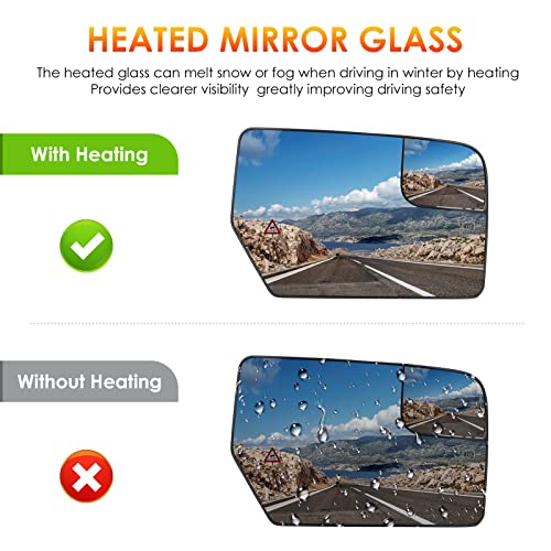 ILONPA Left Driver+Right Passenger Side Mirror Glass Replacement for 2012 2013 2014 2015 2016 2017 Ford Expedition, 2012 2013 2014 Lincoln Navigator Rearview Heated Mirror Replace CL1Z17K707A CL1Z17K707C - Image 3