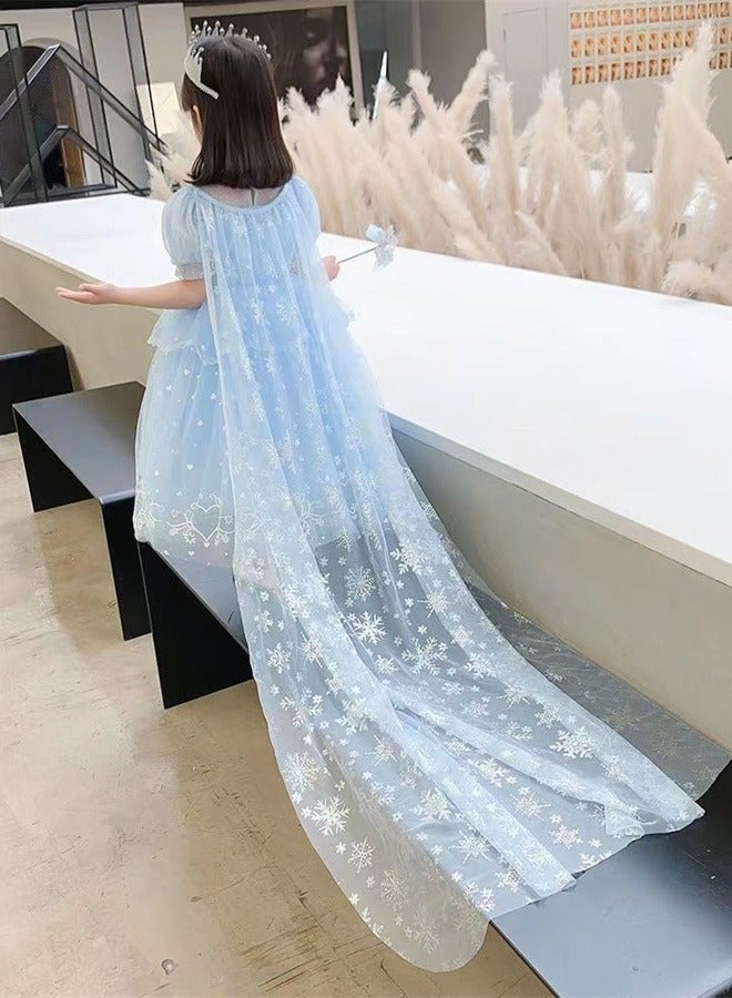 المجمدة إلسا الأميرة فستان زي، فستان أنيق وعصري للبنات، حفلة عيد ميلاد كوسبلاي ملابس (أزرق) - Image 2