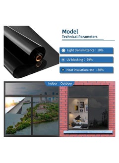 SYOSI One Way Privacy Window Film, Premium PET Material Daytime Reflective Heat Control Anti UV Door Sticker Window Tint for Home Office Living Room Cosmic Black 60 * 200cm  - Image 2