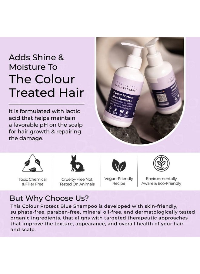 EARTH THERAPY - Anti-Blonde Under-Tones Colour Protector Blue Shampoo -Mineral Oil-Free, Sulphate-Free, & Ammonia-Free - 200Ml - Image 1