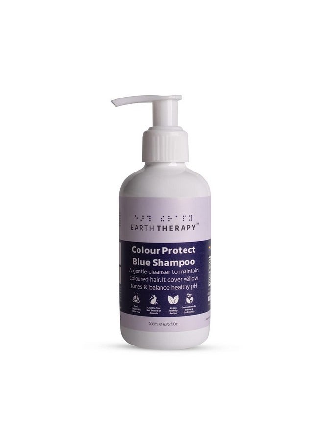 EARTH THERAPY - Anti-Blonde Under-Tones Colour Protector Blue Shampoo -Mineral Oil-Free, Sulphate-Free, & Ammonia-Free - 200Ml - Image 1