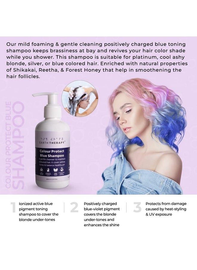 EARTH THERAPY - Anti-Blonde Under-Tones Colour Protector Blue Shampoo -Mineral Oil-Free, Sulphate-Free, & Ammonia-Free - 200Ml - Image 1