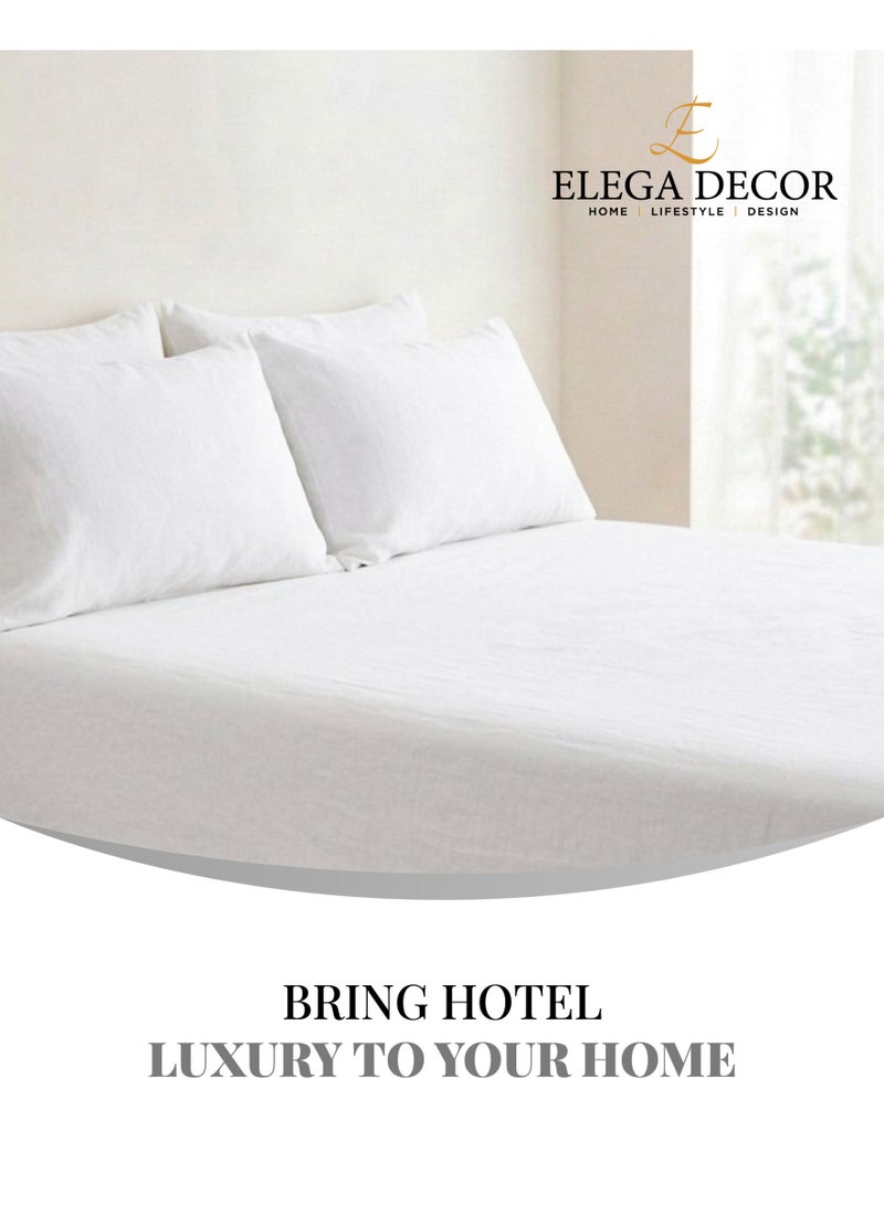 Elega Decor 210TC Cotton Satin Double Solid Bed Sheet Set 3PC | Soft Breathable Satin Flat Sheet 206x250 cm | 2 pillowcases 50x75 cm | OEKO-TEX & ECAS Certified - Image 1