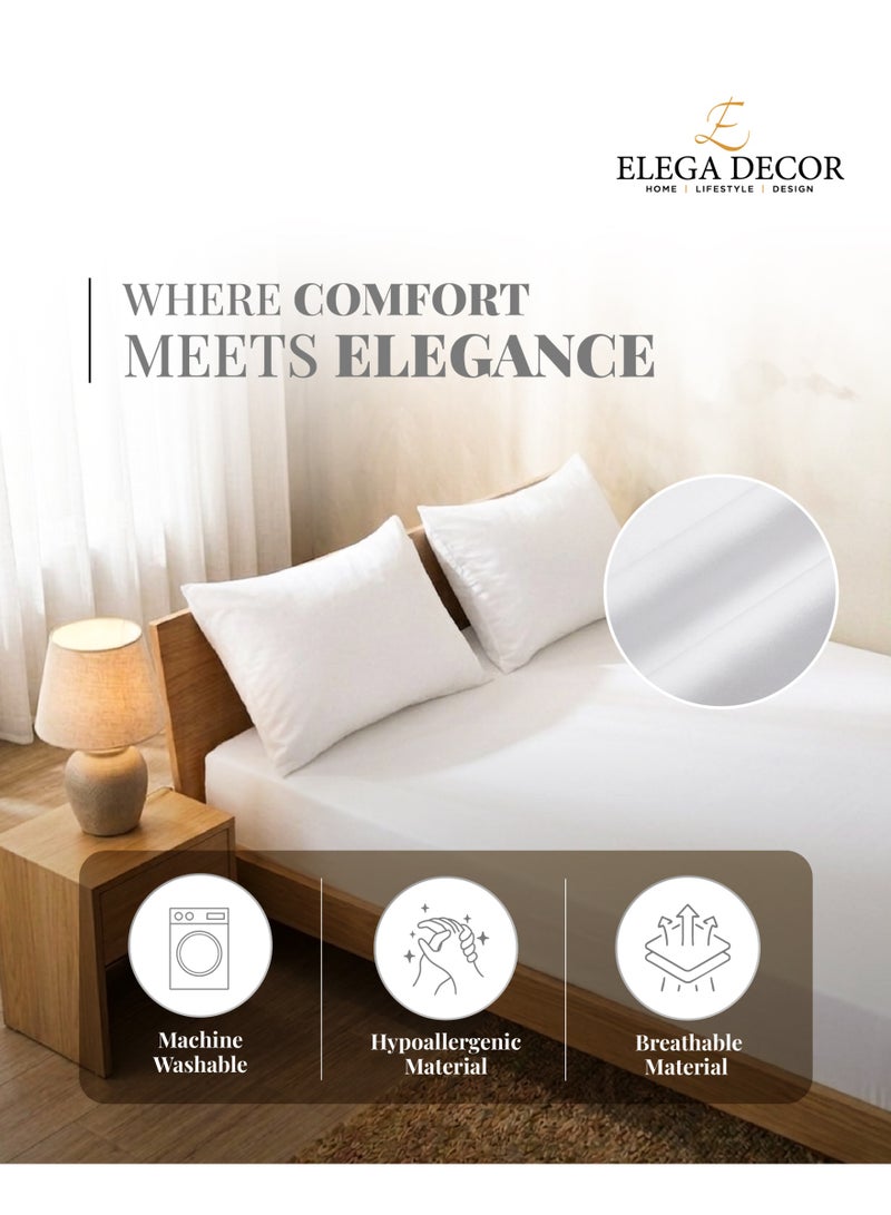 Elega Decor 210TC Cotton Satin Double Solid Bed Sheet Set 3PC | Soft Breathable Satin Flat Sheet 206x250 cm | 2 pillowcases 50x75 cm | OEKO-TEX & ECAS Certified - Image 3