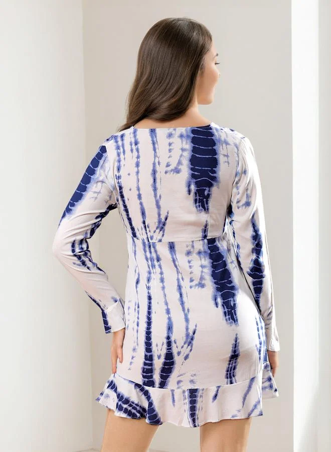 Freehand  Navy Blue Tie-Dye Mini Dress for Women | Best Price UAE