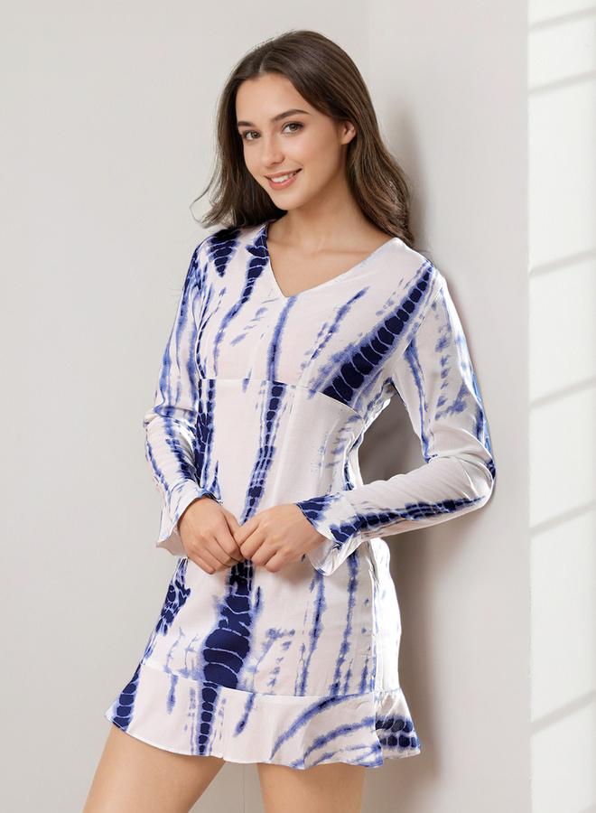 مرفوعة فستان قصير بلون كحلي - Image 3