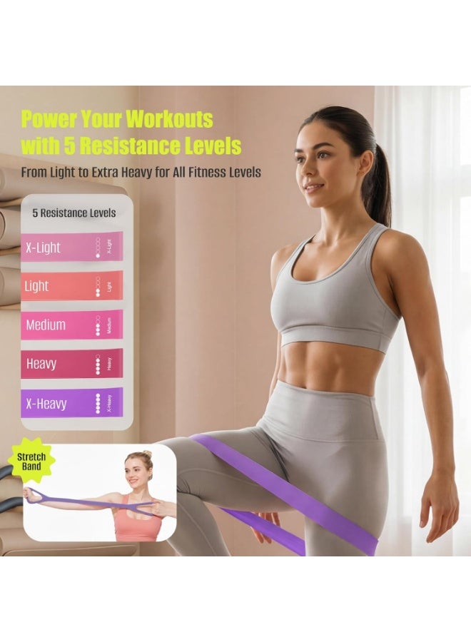 WALALLA Smart Pilates Ring Set with Counter, 14 Inch Pilates Circle with Adjustable Strap, 5 TPE Resistance Bands, 9.8 Inch Pilates Ball, Home Workout Kit for Women, Core Thigh Glute Yoga Training - Image 4