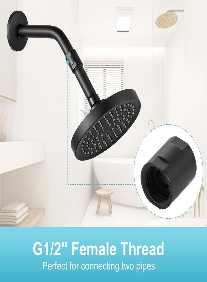 Offo وصلة أنابيب الدش OFFO، محول نحاسي، وصلة دش بخيط أنثى G1/2 × G1/2 بوصة لذراع الدش وسباكة الحمام المنزلي، لون أسود غير لامع - Image 5