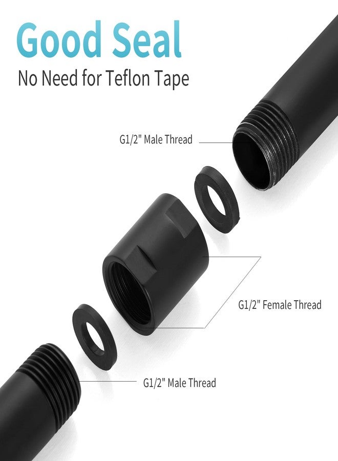 Offo وصلة أنابيب الدش OFFO، محول نحاسي، وصلة دش بخيط أنثى G1/2 × G1/2 بوصة لذراع الدش وسباكة الحمام المنزلي، لون أسود غير لامع - Image 4