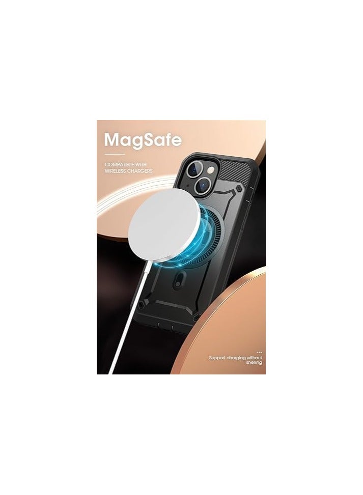 SUPCASE Unicorn Beetle Pro Mag Case for iPhone 15 / iPhone 14 / iPhone 13 6.1 inch, Compatible with MagSafe Full Body Rugged Case with Built-in Screen Protector & Kickstand & Belt-Clip (Black) - Image 3