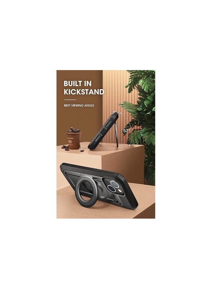 SUPCASE Unicorn Beetle Pro Mag Case for iPhone 15 / iPhone 14 / iPhone 13 6.1 inch, Compatible with MagSafe Full Body Rugged Case with Built-in Screen Protector & Kickstand & Belt-Clip (Black) - Image 4