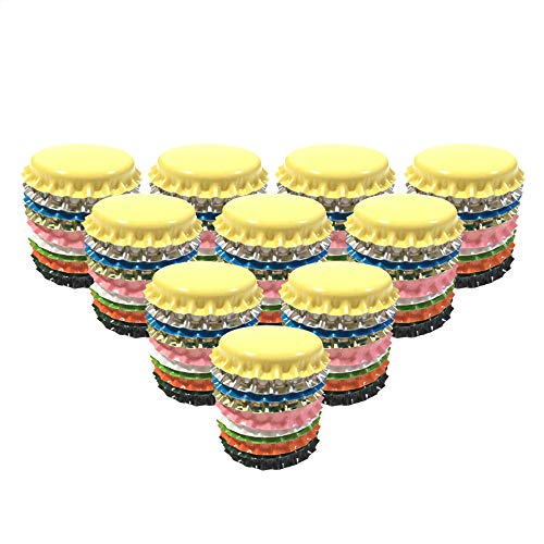 RUTICH 200 PCS Crown Bottle CaPs Decorative Bottle Cap Double Sideds Printed Craft Bottle Stickers for Hair Bows, DIY Pendants or Craft ScraPbooks Mixed Colors(10colors)… - Image 1