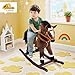 Qaba Kids Wooden Plush RideOn Rocking Horse Chair Toy with Realistic Sounds Dark BrownWhite - Image 4